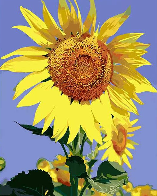 Un Girasol Alto en el Fondo Morado Claro Pintar por Números