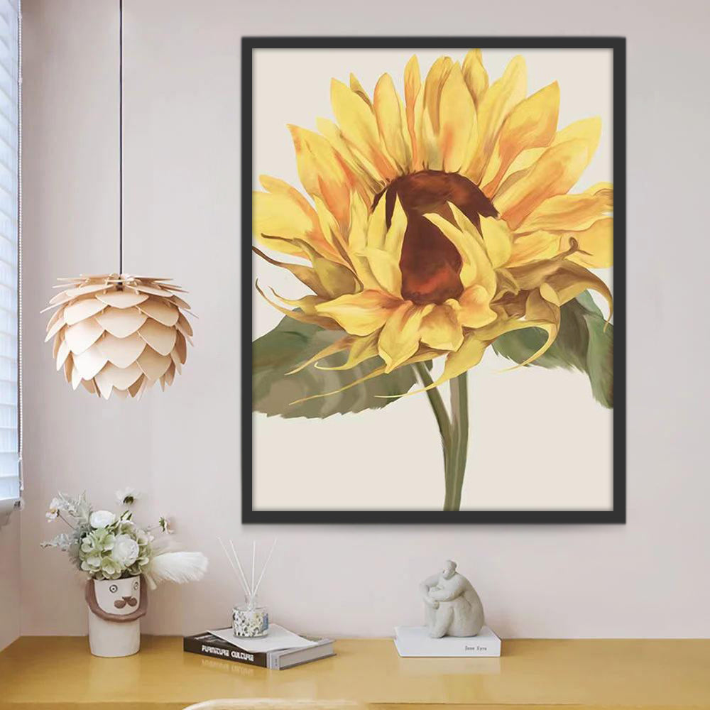 Un Girasol Hermoso en el Fondo Blanco Pintar por Números