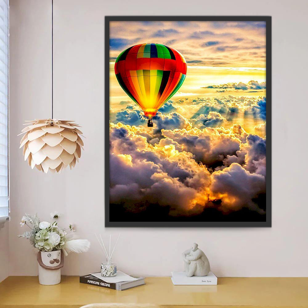 Un Globo Aerostático sobre Nubes Pintar por Números