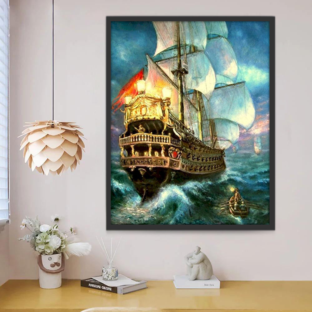 Un Gran Barco Antiguo en el Océano Pintar por Números