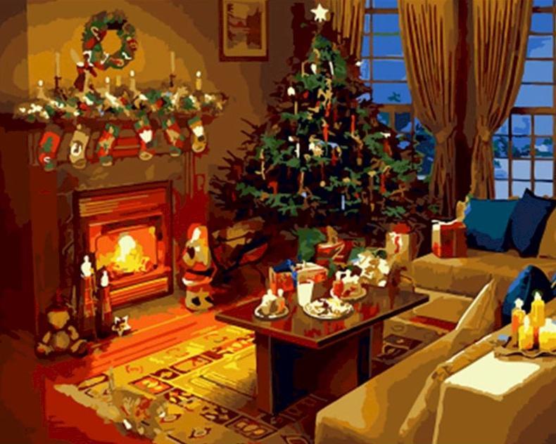 Un Hogar Hermoso en Navidad Pintar por Números