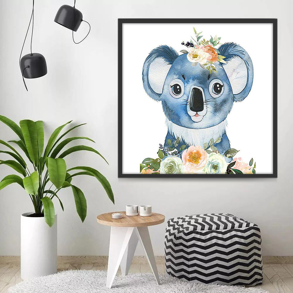 Un Oso Koala con Flores y Hojas Pintar por Números