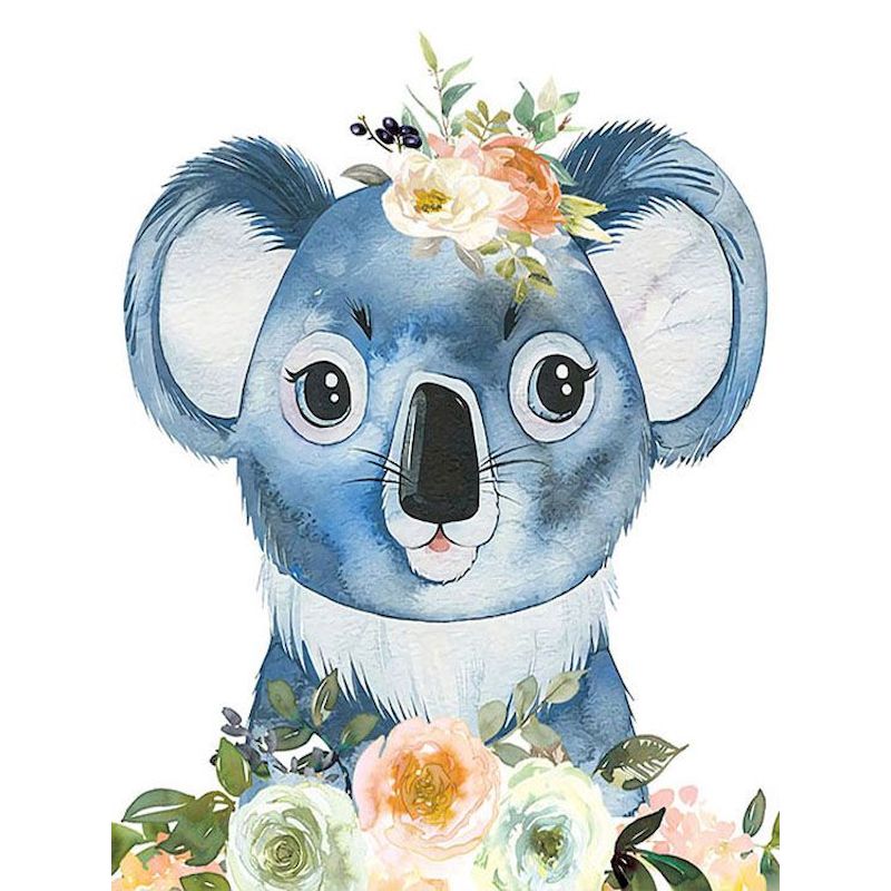 Un Oso Koala con Flores y Hojas Pintar por Números