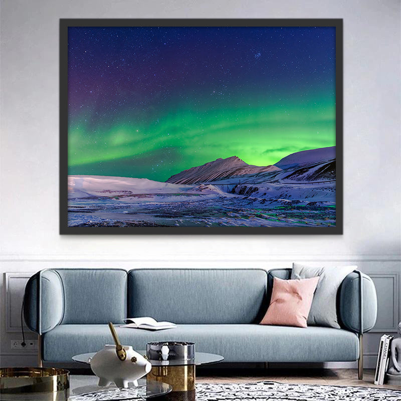 Una Aurora Verde sobre Montañas Pintar por Números