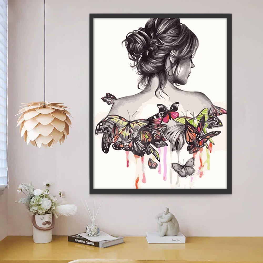 Una Mujer con Mariposas en Su Espalda Pintar por Números