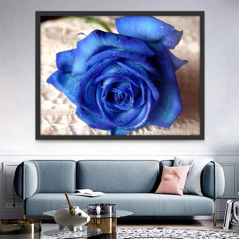 Una Rosa Azul sobre Tela Blanca Pintar por Números