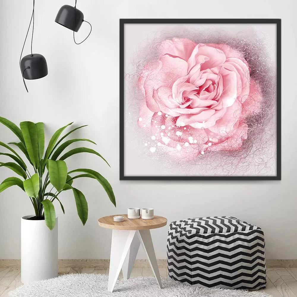 Una Rosa Bonita de Pétalos de Color Rosado Claro Pintar por Números