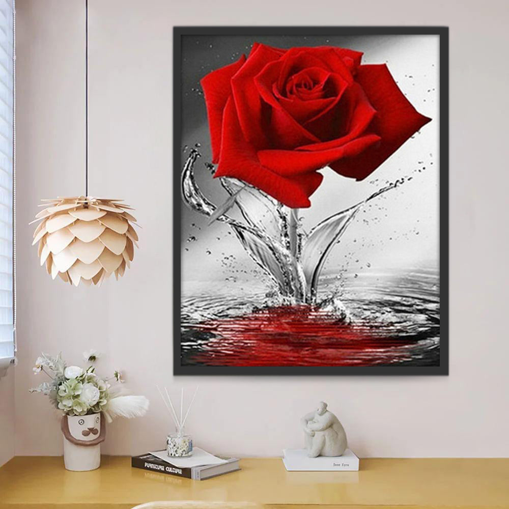 Una Rosa Roja sobre Agua Salpicada Pintar por Números