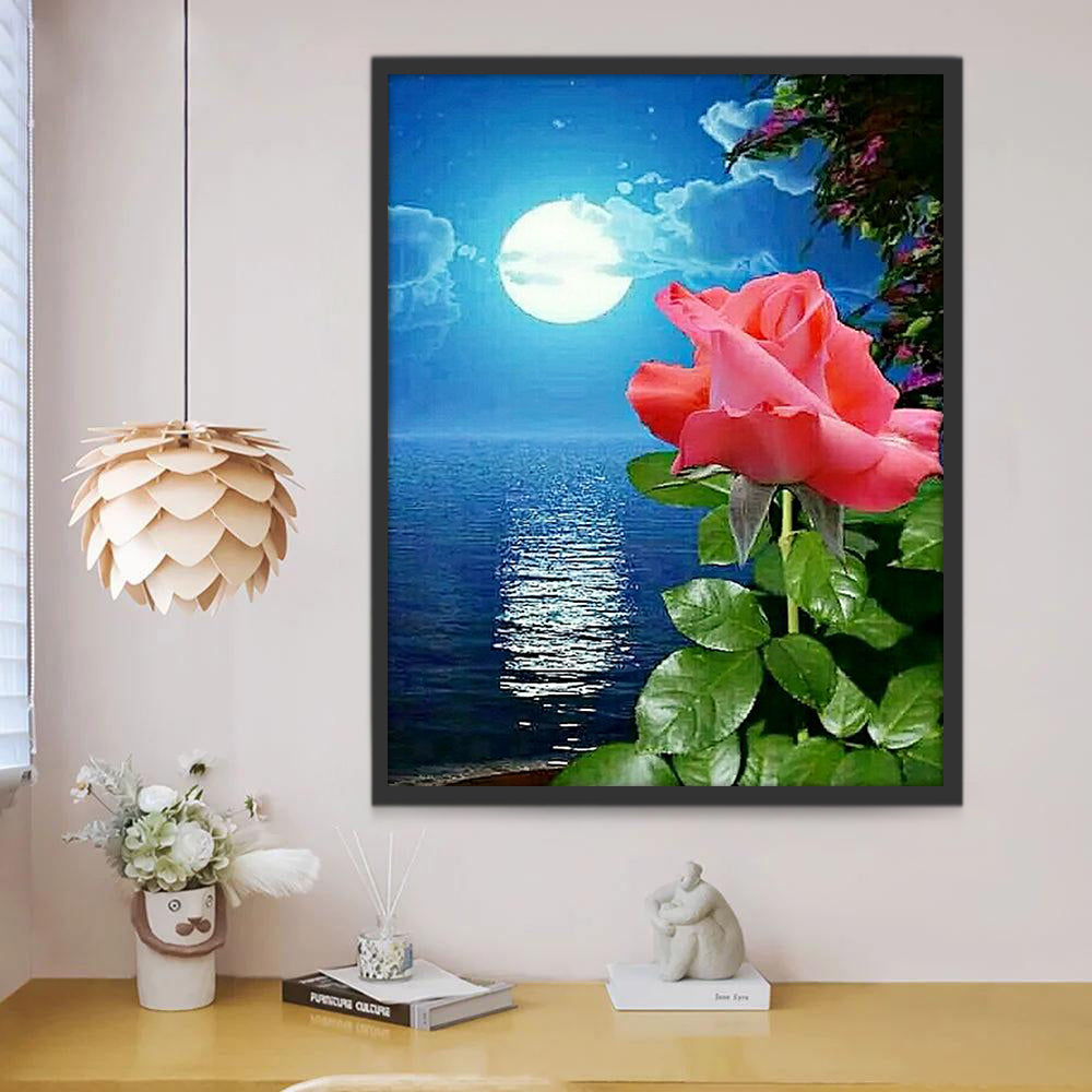 Una Rosa Rosada a la Luz de la Luna Pintar por Números