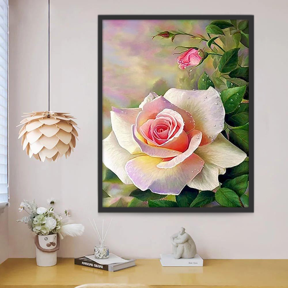 Una Rosa Rosada Floreciente y Capullos Pintar por Números