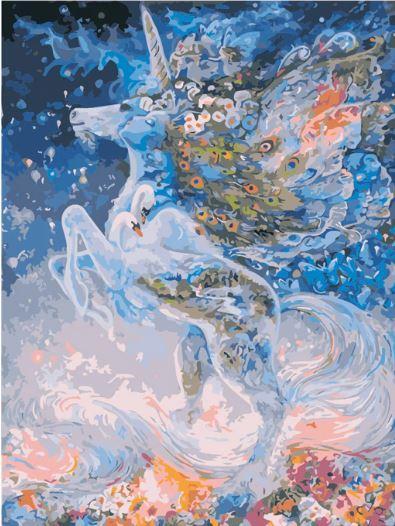 Unicornio Azul con Alas de Mariposas Pintar por Números Niños