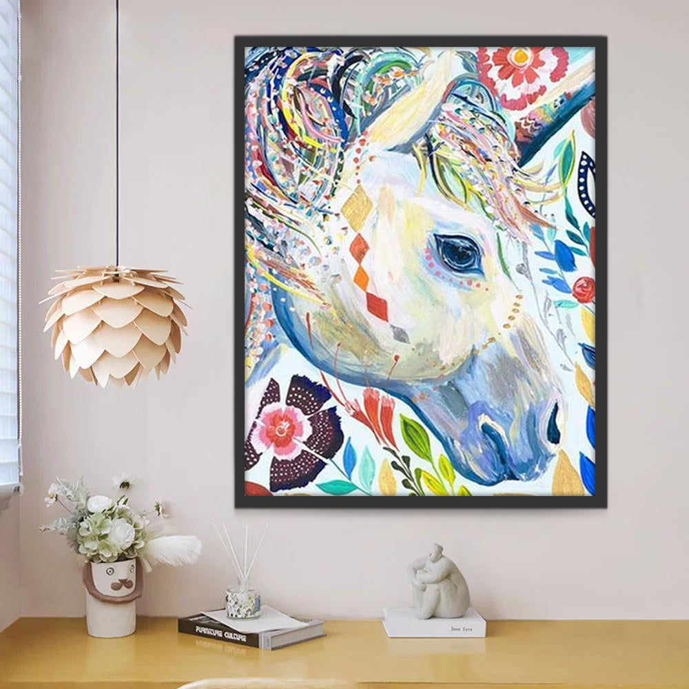 Unicornio Blanco con Melena Colorida Pintar por Números Niños