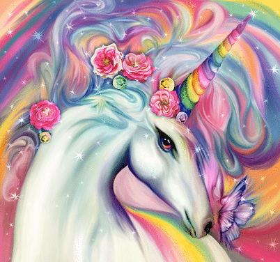 Unicornio con Melena Colorida y Cuerno de Arco Iris Pintar por Números