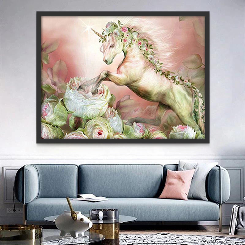 Unicornio con Melena Hermosa entre Rosas Pintar por Números