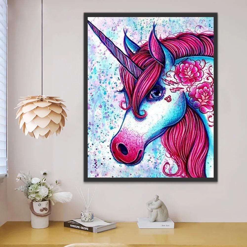 Unicornio con Melena Roja Pintar por Números Niños