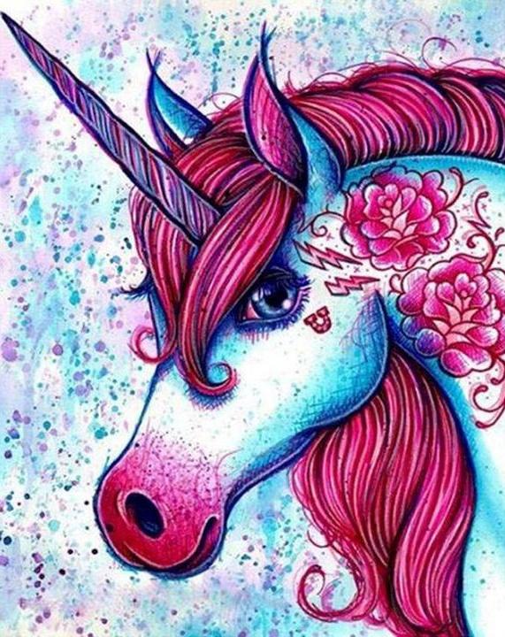 Unicornio con Melena Roja Pintar por Números Niños