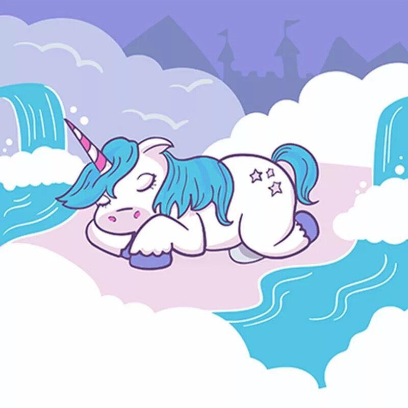 Unicornio Durmiendo Rodeado de Agua Pintar por Números Niños