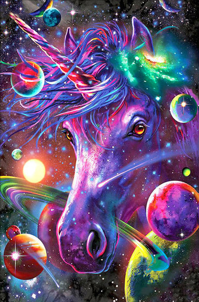 Unicornio Morado en el Espacio Colorido Pintar por Números
