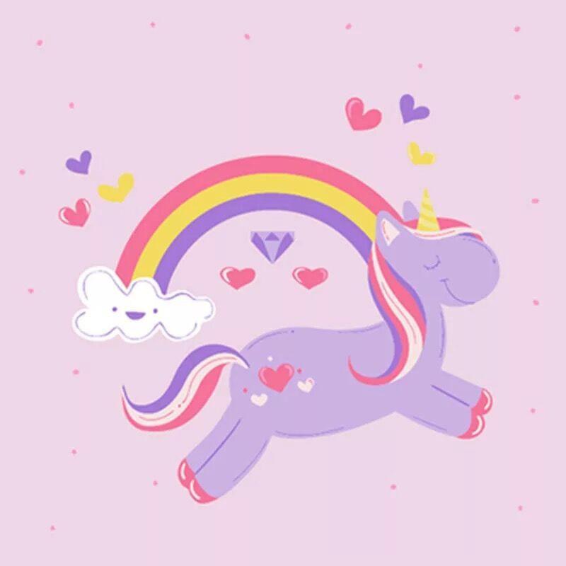 Unicornio Morado y Arco Iris y Corazones Pintar por Números Niños