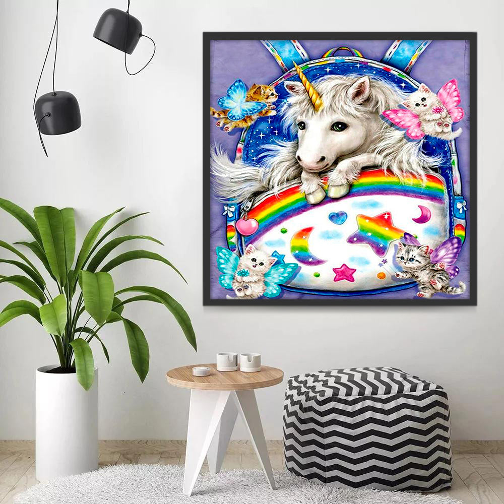 Unicornio Rodeado de Gatitos con Alas de Mariposas Pintar por Números