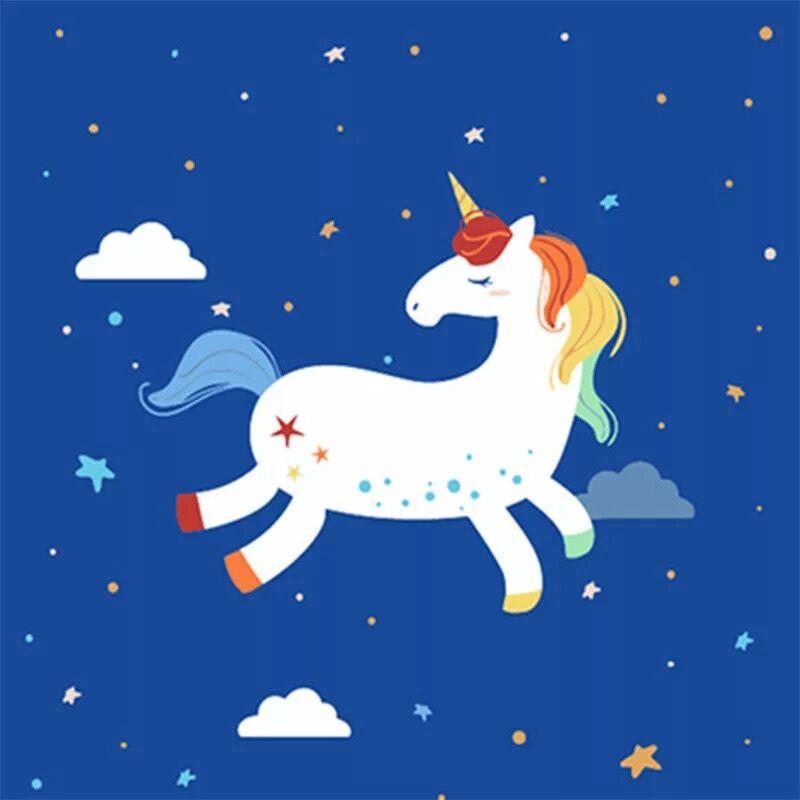 Unicornio Volando en Cielo Estrellado Pintar por Números Niños