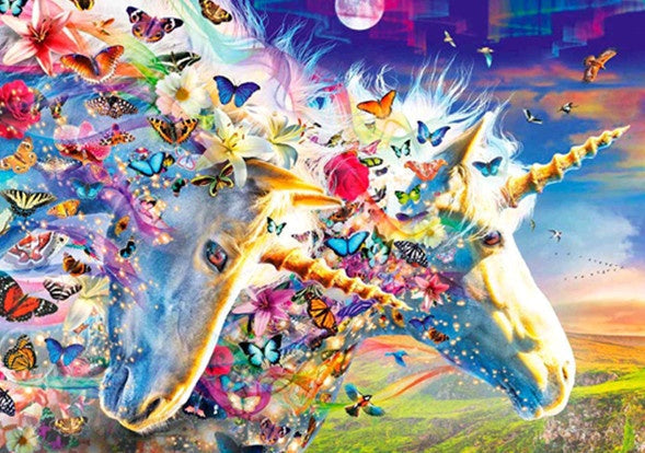 Unicornios Volando con Mariposas en el Cielo Pintar por Números