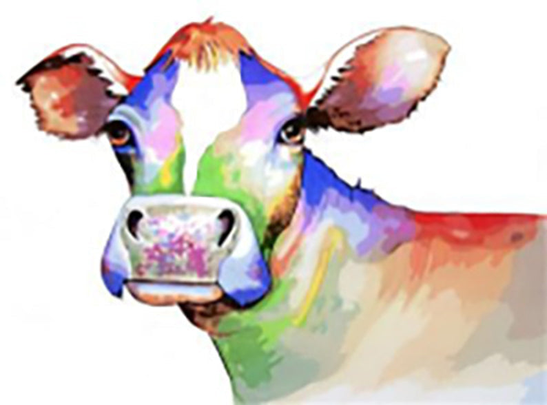 Vaca de Colores con Fonco Blanco Pintar por Números
