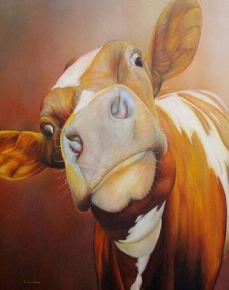Vaca Graciosa con Cabeza Grande Pintar por Números