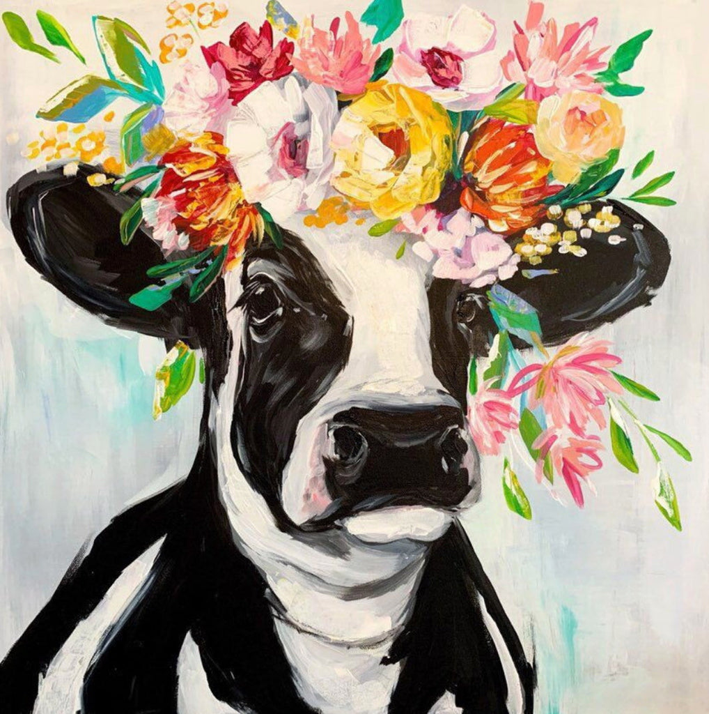 Vaca Lechera con Flores Coloridas Pintar por Números