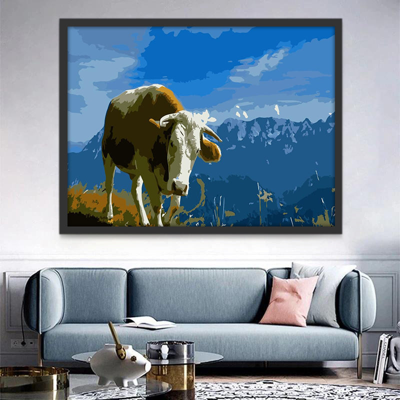 Vaca Lechera en Cima de Montaña Pintar por Números