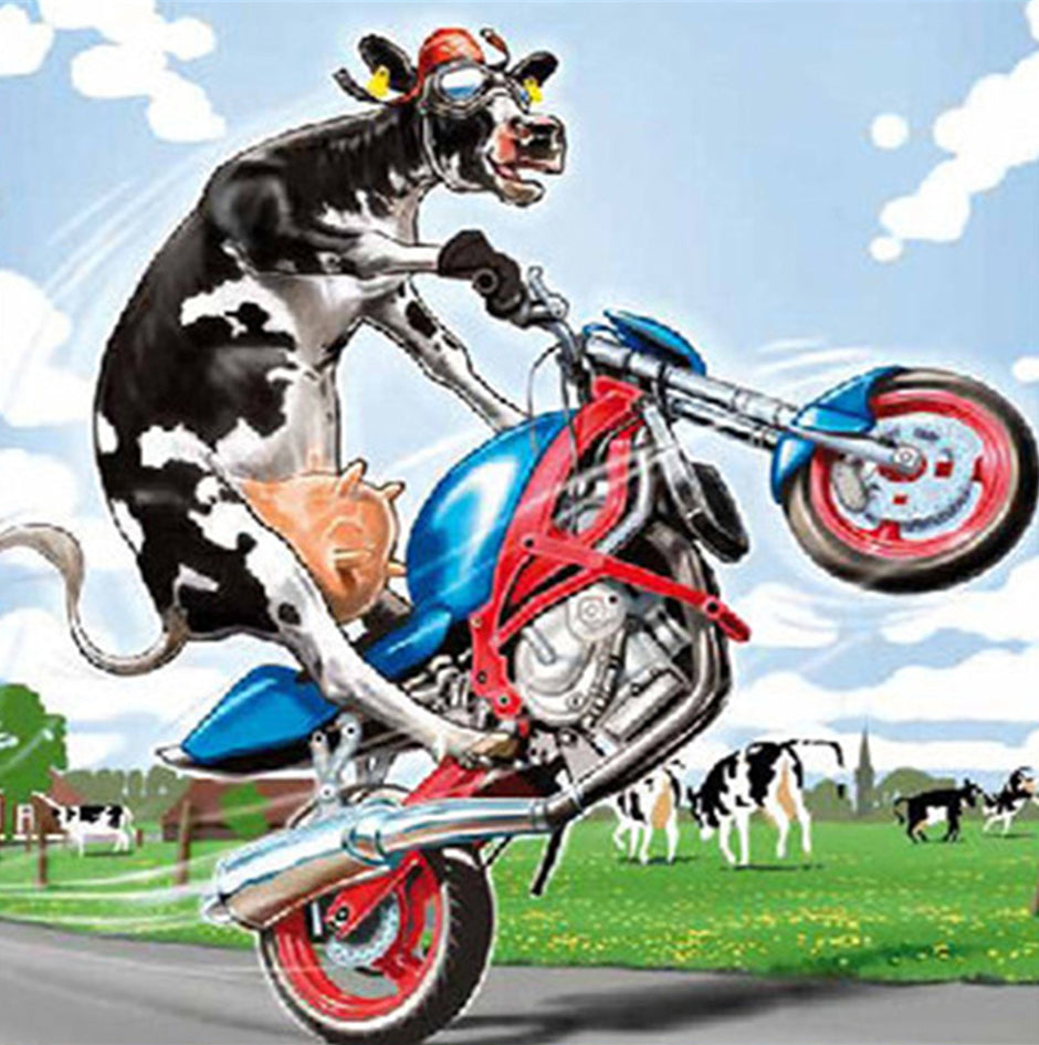 Vaca Lechera Montando en Moto Pintar por Números
