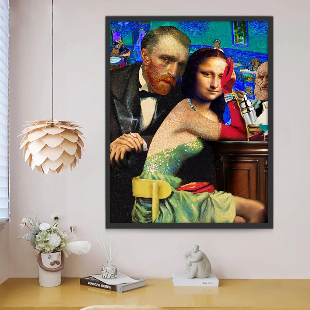 Van Gogh y Mona Lisa en la Cafetería Pintar por Números