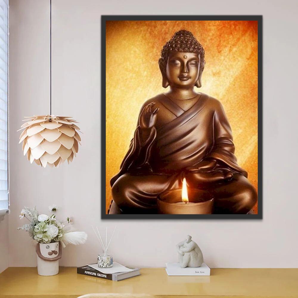Vela Ardiente y Estatua de Buda Pintar por Números
