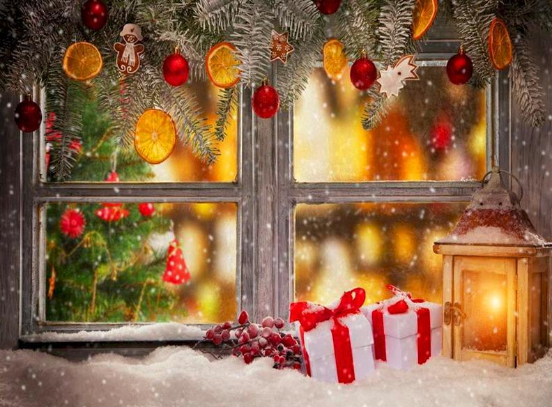 Ventana con Decoraciones Navideñas Pintar por Números