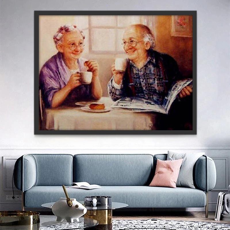 Vida Cotidiana de la Pareja de Ancianos Pintar por Números