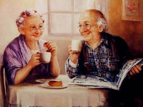 Vida Cotidiana de la Pareja de Ancianos Pintar por Números