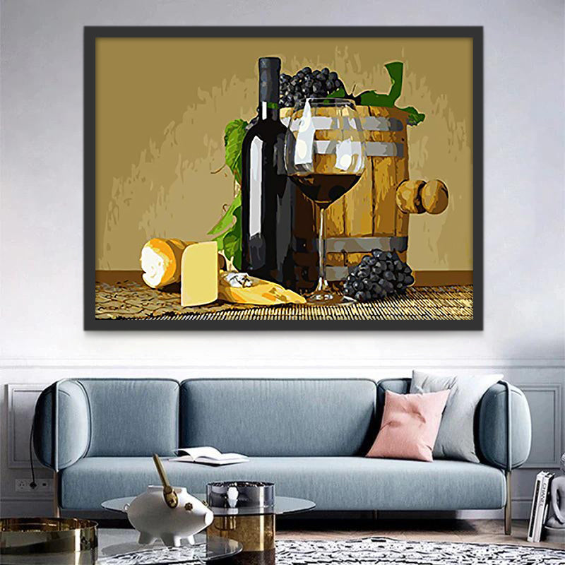 Vino Tinto y Barrica de Roble y Uvas Pintar por Números