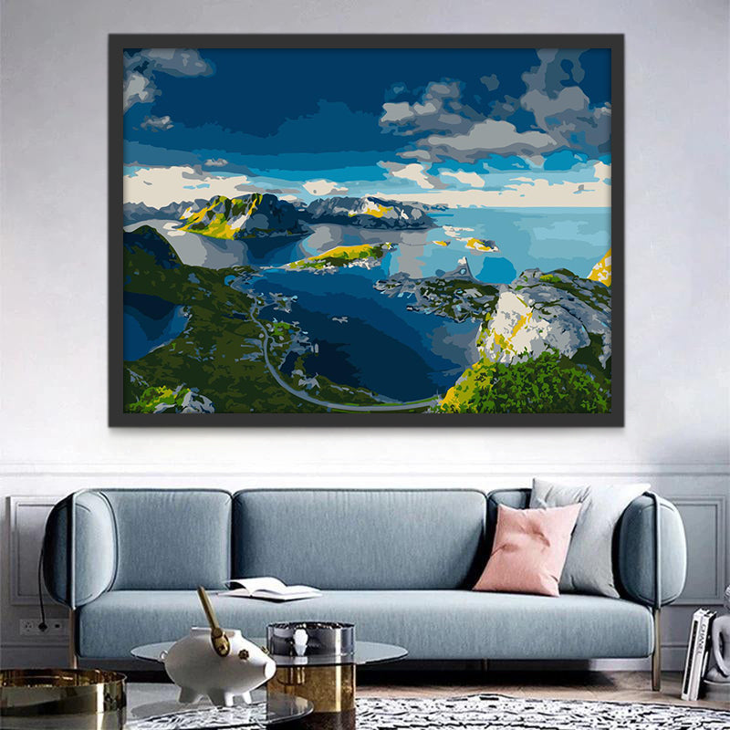 Vista Panorámica de Montañas y Océano Pintar por Números