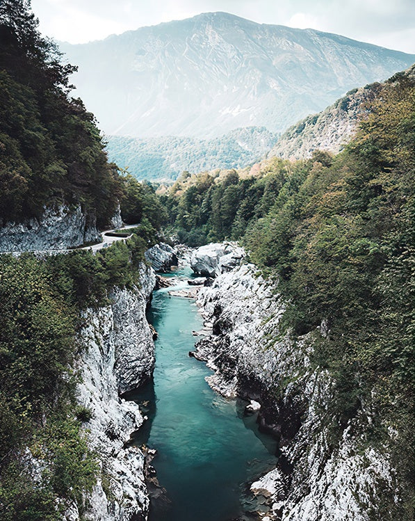Vista Panorámica de Río y Montañas Pintar por Números