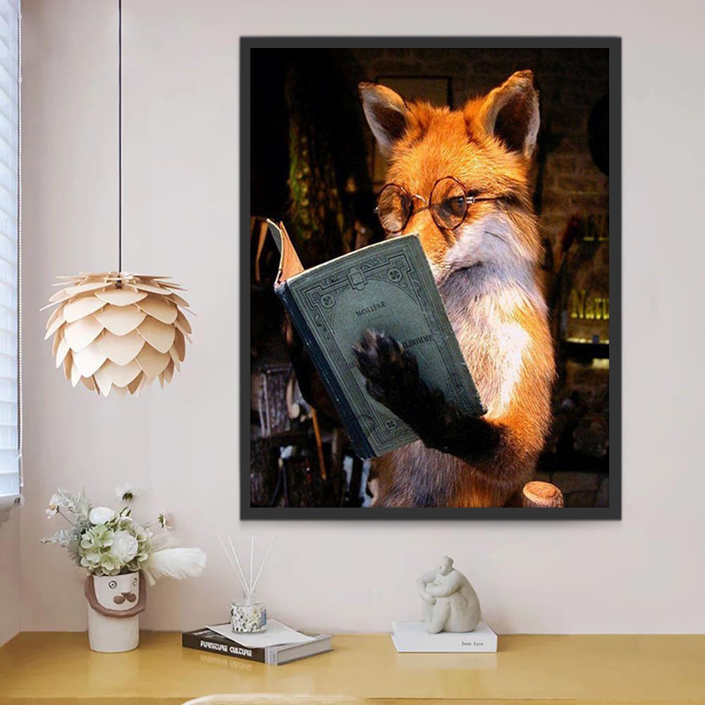 Zorro Elegante con Gafas Leyendo Libro Pintar por Números