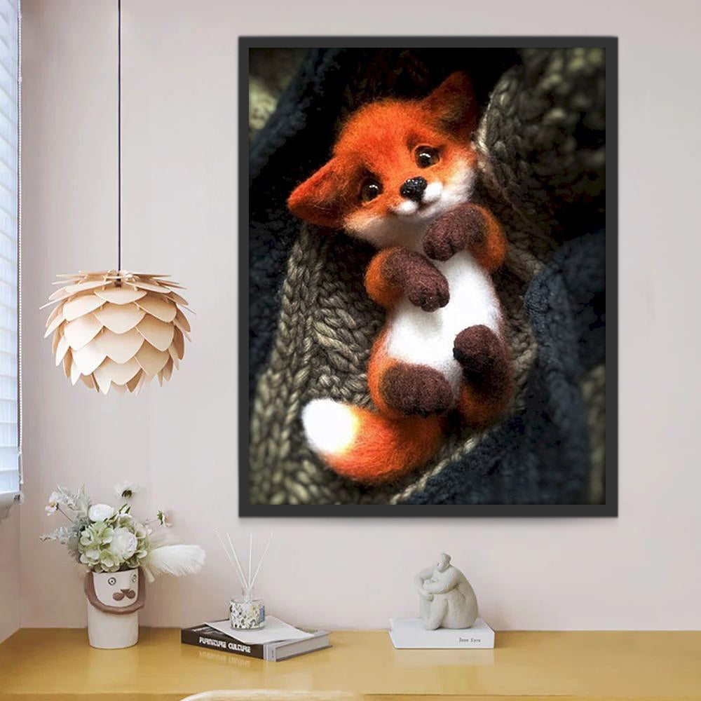 Zorro Pequeño Adorable de Fieltro de Lana Pintar por Números