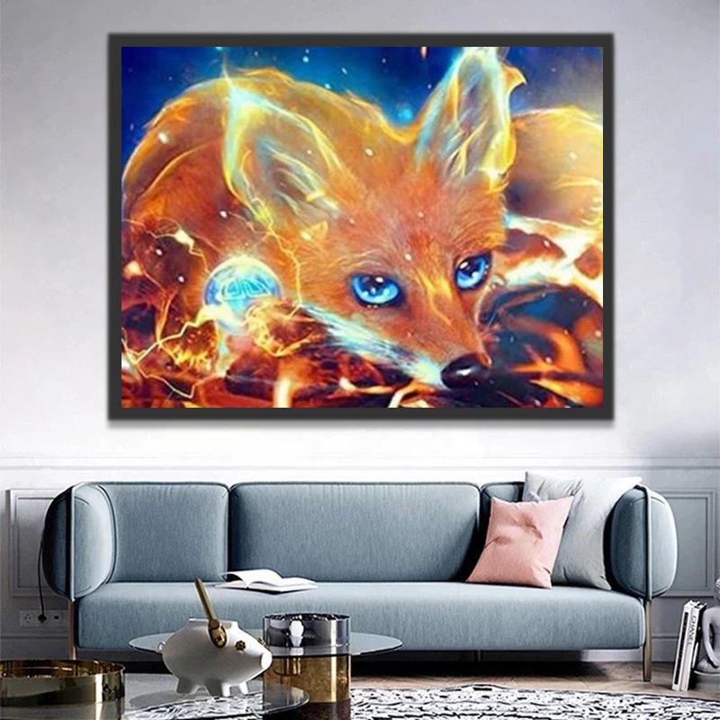 Zorro Rojo de Fuego con Ojos Azules Pintar por Números