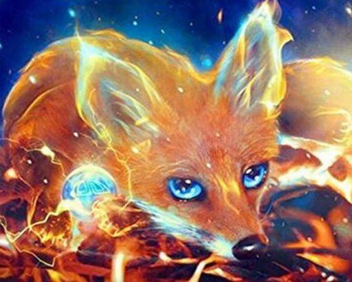 Zorro Rojo de Fuego con Ojos Azules Pintar por Números