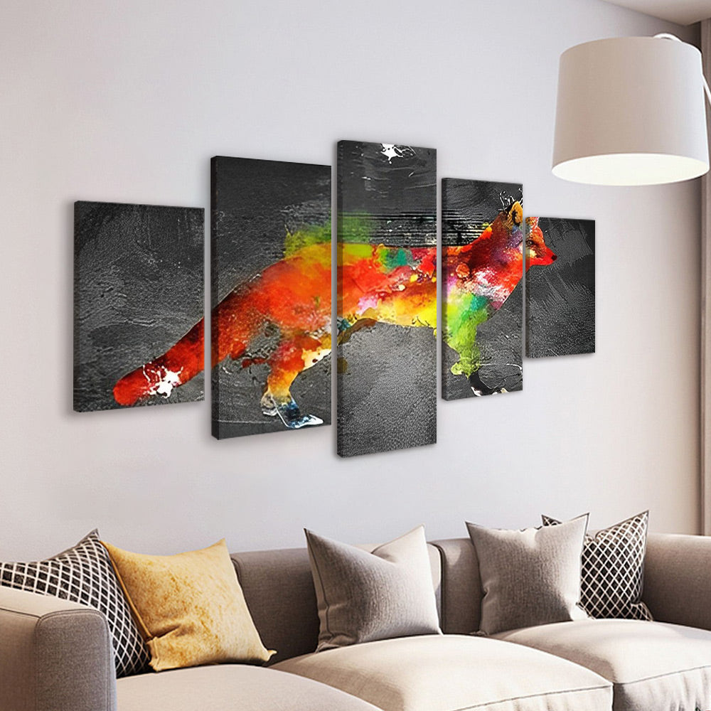 Zorro Rojo y Verde con el Fondo Gris 5 Partes Pintar por Números