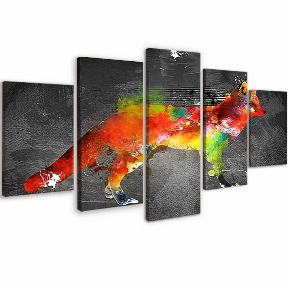 Zorro Rojo y Verde con el Fondo Gris 5 Partes Pintar por Números