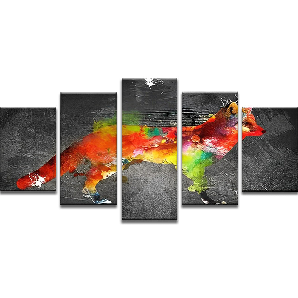 Zorro Rojo y Verde con el Fondo Gris 5 Partes Pintar por Números