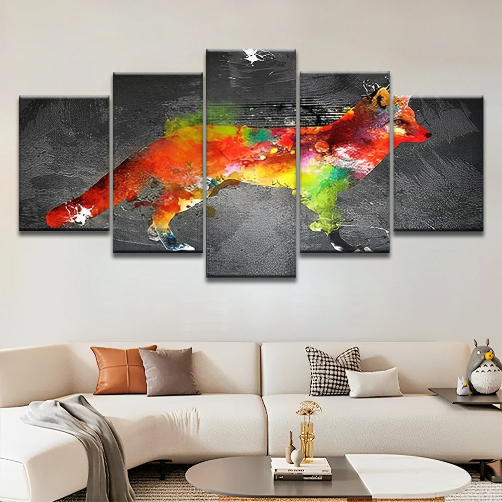 Zorro Rojo y Verde con el Fondo Gris 5 Partes Pintar por Números